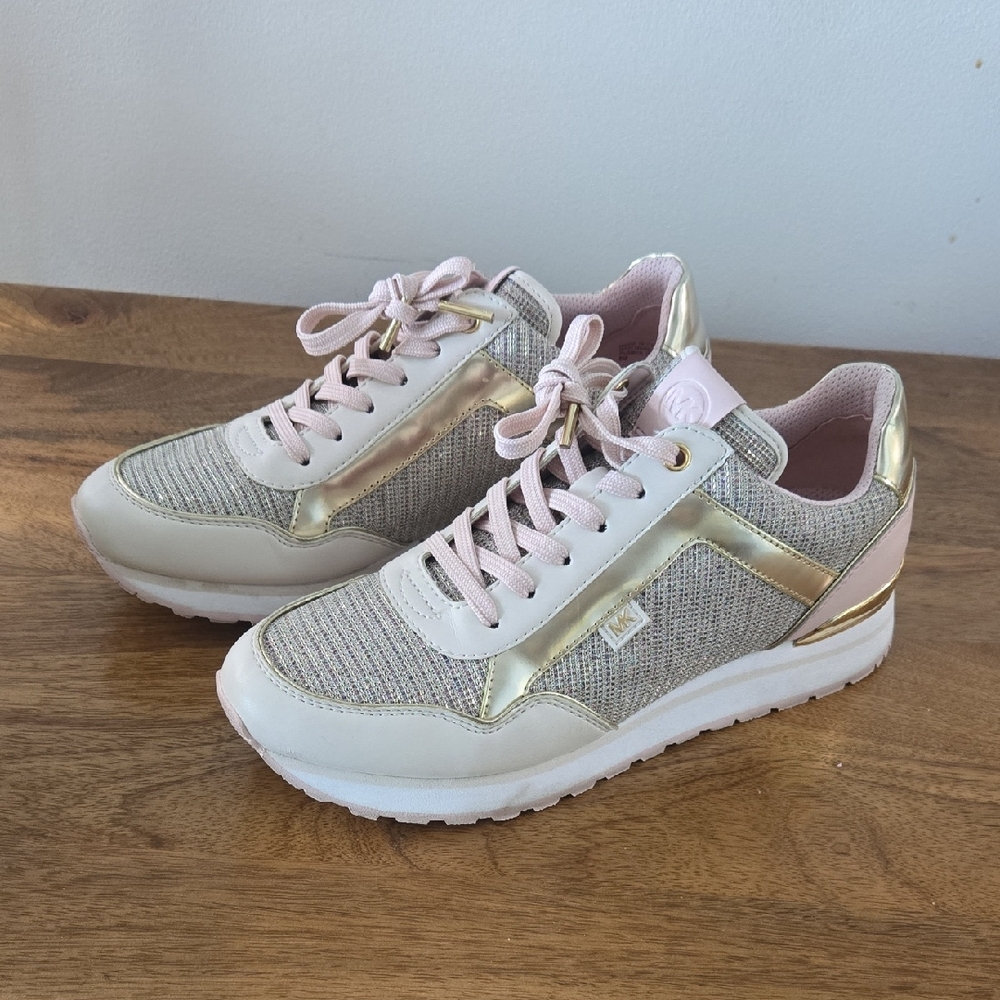 Michael Kors Gold and Pink Women's Sneakers 8M